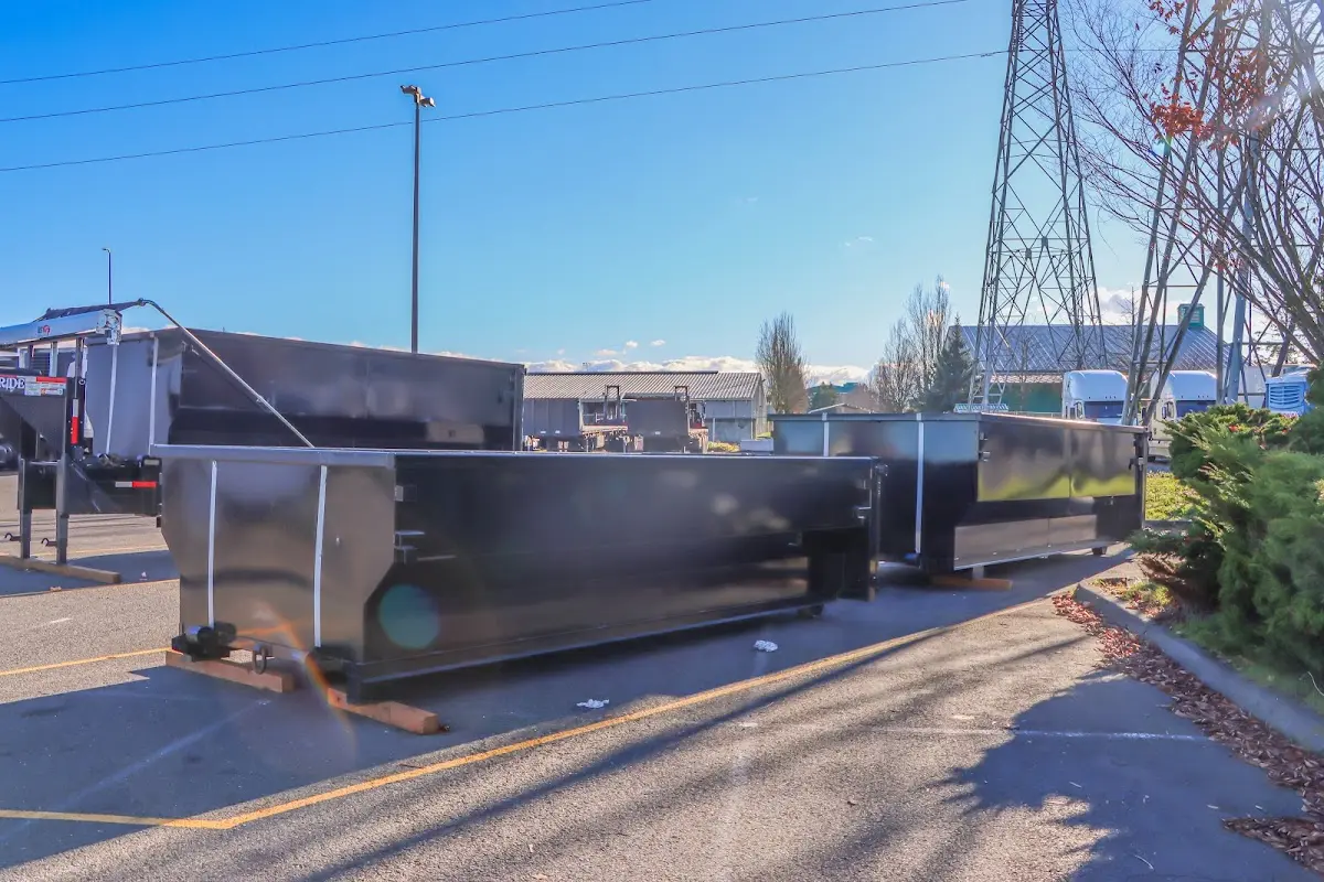 Roll-off dumpster ready for waste disposal at job site for 6 Yard Dumpster Rental in Holbrook